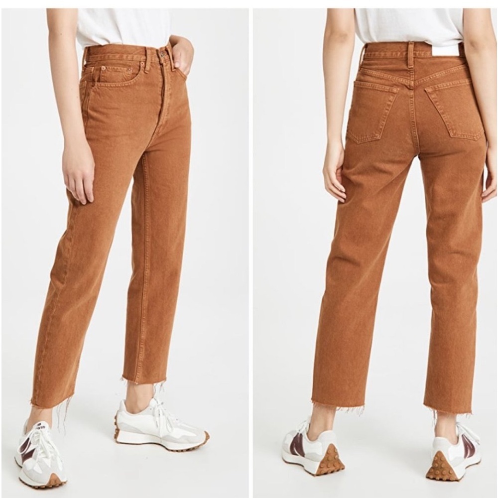RE/done70s ultra high rise stove ripe washed Terracotta jeans button fly…
